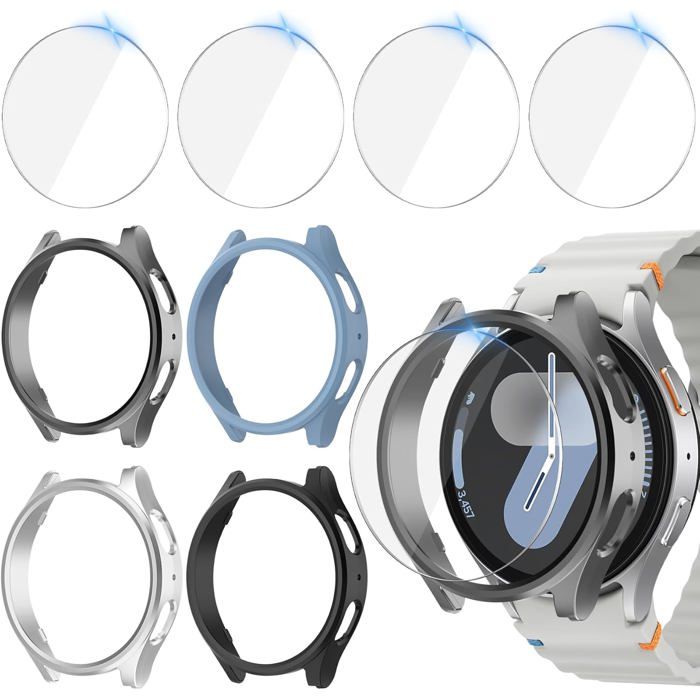 PROTECTION MONTRE CONNECTÉE - HOME FIT TRAINING - Galaxy Watch 7 44mm - 4+4 pièces - Verre trempé 9H - Étanche PROTECTION MONTRE CONNECTÉE - HOME FIT TRAINING - Galaxy Watch 7 44mm - 4+4 pièces - Verre trempé 9H - Étanche