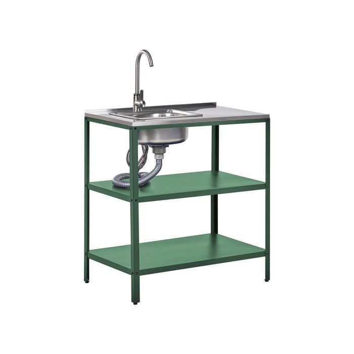 Ilot de cuisine extérieure avec évier VILAMA Vert Ilot de cuisine extérieure avec évier VILAMA Vert
