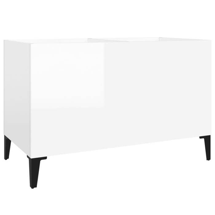 BONNIE®Armoire à disques - Anti-basculement - Grand rangement blanc brillant 745x38x48cm Bois dingénierie FR685425