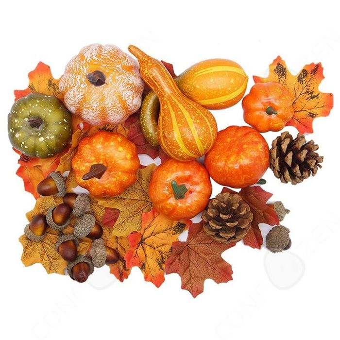 Déco D'automne Et Halloween – 50 Pièces : Citrouilles, Feuilles D'érable, Glands, Pommes De Pin – Kit Décoration Table Et Maison