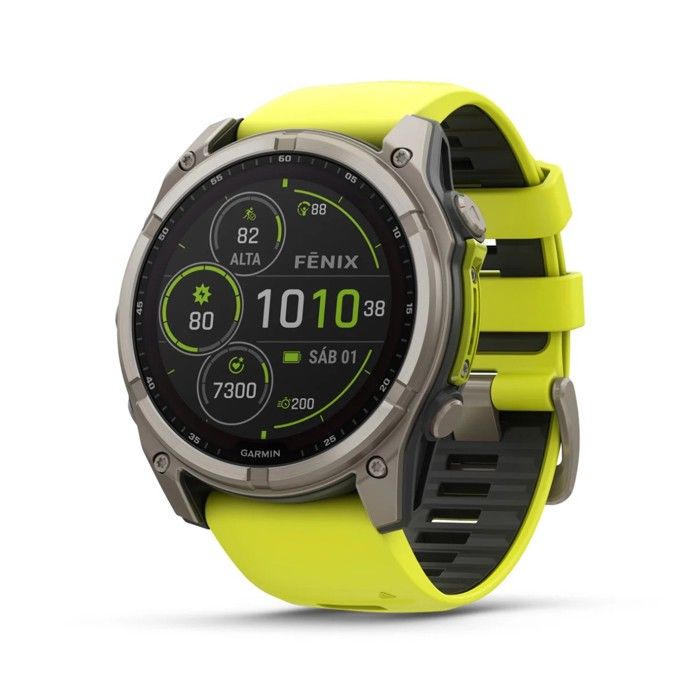 Montre Connectée - GARMIN - Fenix 8 Solar Sapphire - GPS 51mm - Jaune - Autonomie 48 jours
