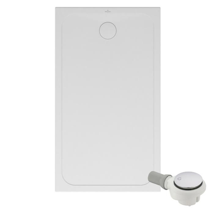 Receveur de douche antidérapant 140 x 90 VILLEROY ET BOCH Lifetime Plus Cerasoft céramique + Bonde chromé - vue 2