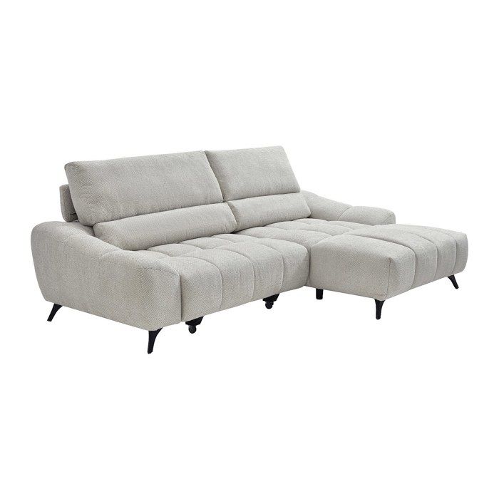 Canapé dangle droit relax avec assise coulissante en tissu beige ELOSIA