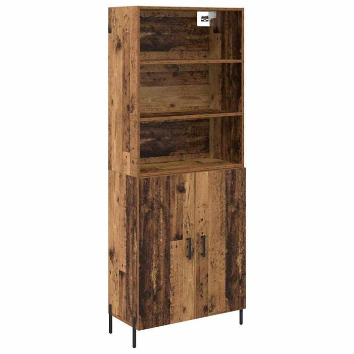 Buffet haut en bois dingénierie - vidaXL - Bois Ancien - 69 5x32 5x180 cm - 2 portes - Poids maximal 120 kg