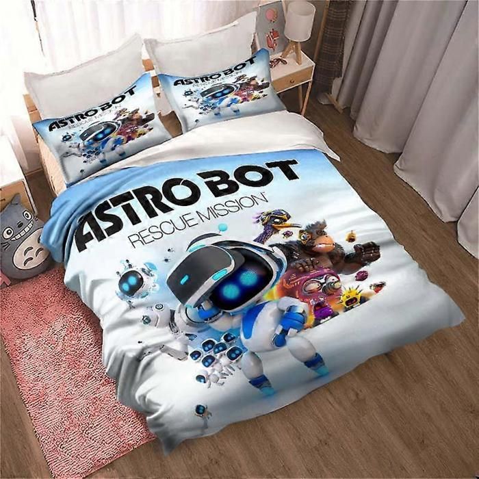 Draps de lit ASTRO BOT Mignon Dessin animé Ensemble de literie Set de couette Simple Lit double Taille Set de lit Adulte 140*200cm