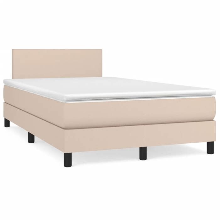 Cadre de lit avec matelas - Maison Exclusive - 120x190 - Cappuccino similicuir - Matelas 20cm ressorts ensachés