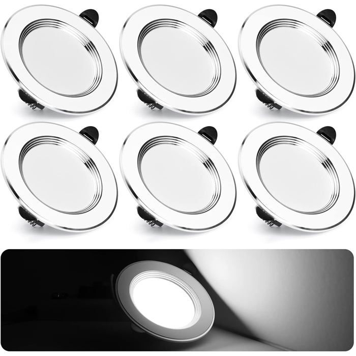 Spot LED Encastrable Extra Plat 7W 700Lm Encastré Lampe Plafonnier Blanc Froid 6000K Spot Salle de Bain Aluminium Lot de 6