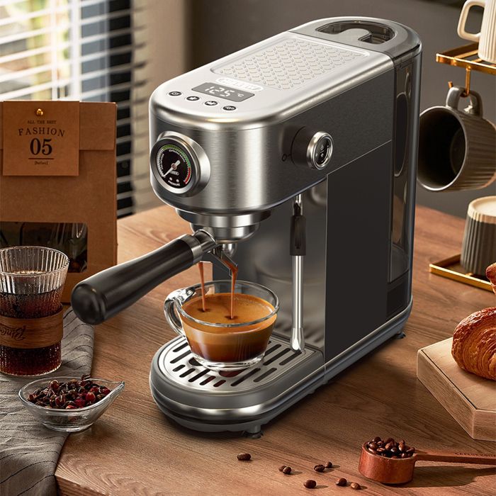 Machine à Café Hibrew H10B *Température réglable *Avec mousseur à lait *20Bars *Machine à expresso semi automatique*Acier Inoxydable - Hibrew