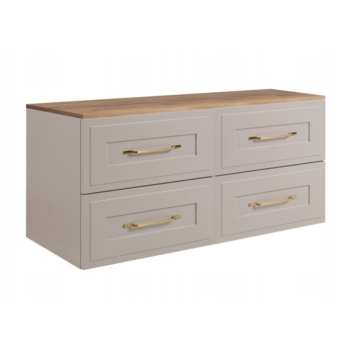 RODAN Meuble sous Lavabo 160 cm ELEGANCE façade élégante - avec plan de travail - Chêne doré / Cachemire
