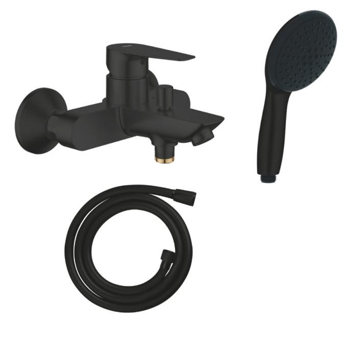 Grohe Mitigeur bain douche mécanique Start Edge 2020 mat + Douchette 2 jets Vitalio Start 110 + Flexible