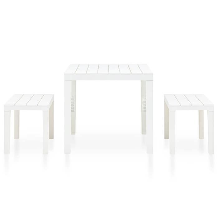 (535785) Blanc Salon de Jardin - Table de jardin avec 2 bancs Plastique Blanc - 78x78x72 cm kjd52065008392