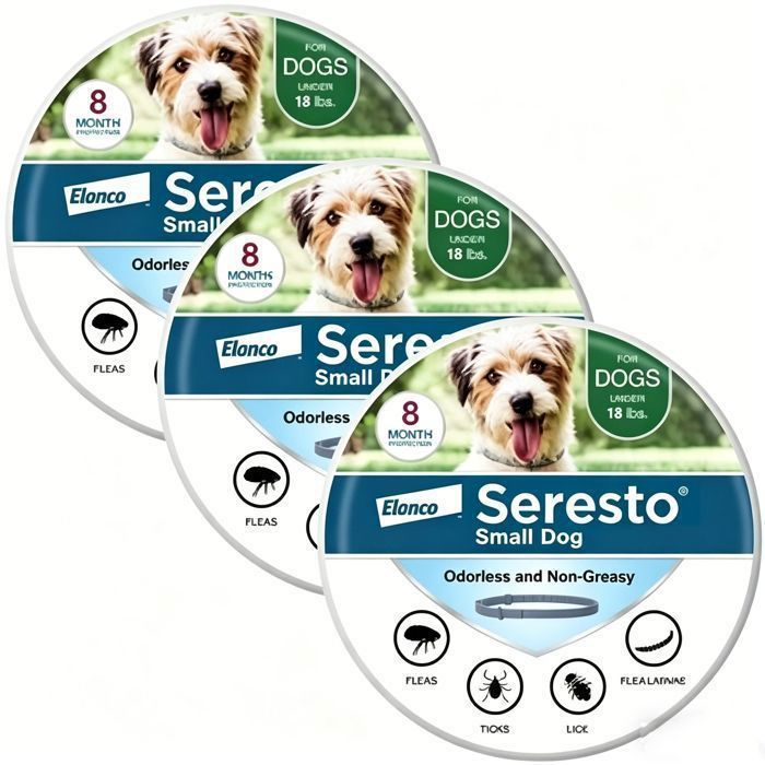 Collier anti-puces et anti-tiques Seresto pour petit chien recommandé par les vétérinaires – Chiens de moins de 8 kg  Lot de 3