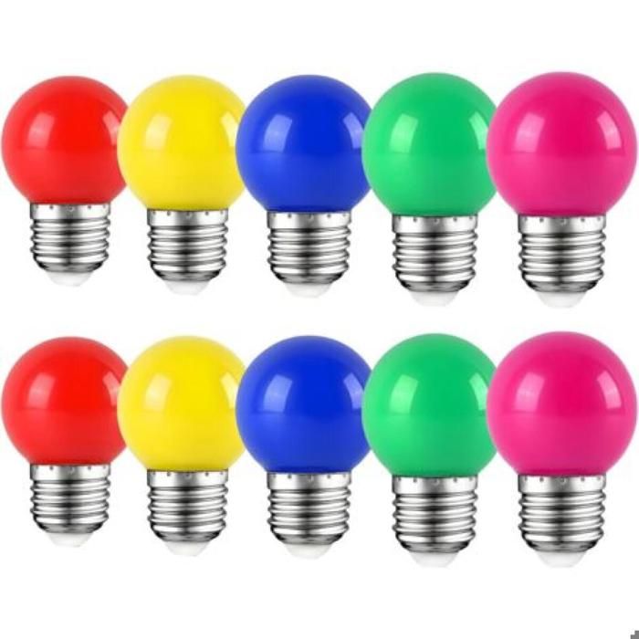 Lot de 10 E27 Ampoule Couleur LED 2W Colorful Bulb Lampe de Couleur 360° Angle AC220V-240V Rouge Jaune Bleu Vert et Violette [Cl