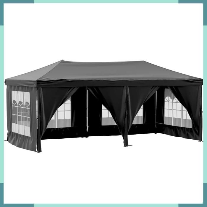 93546 Tente de réception pliable avec parois Noir 3x6 m