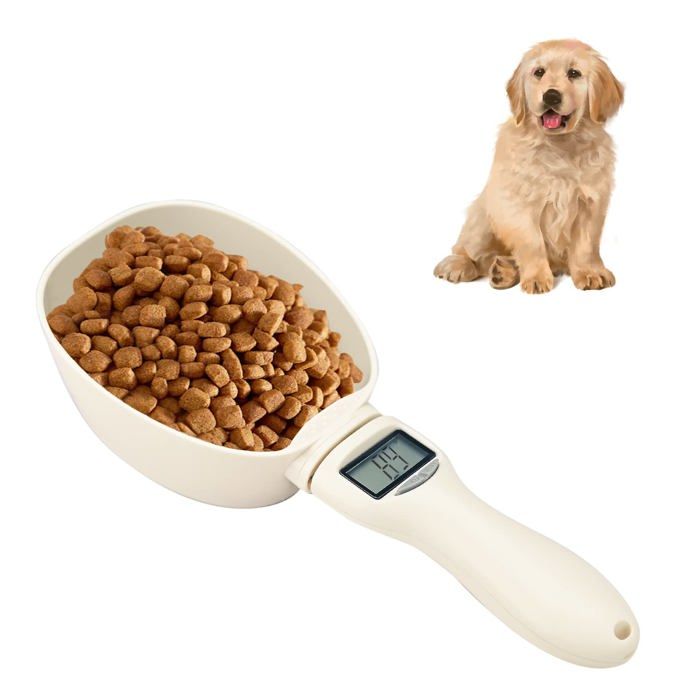 Cuillère mesure numérique précision 10g - Balance alimentation max 800g pour animaux - Accessoire cuisine moderne blanc VoltPulse