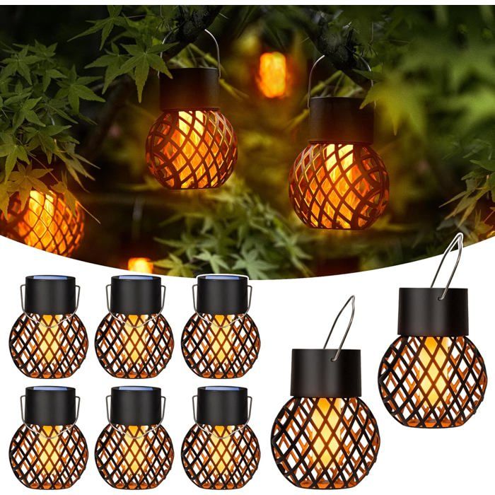Lampes solaires de jardin extérieur lot de 8 lampes solaires à flamme vacillante étanches pour jardin cour clôture arbre Lampes solaires de jardin extérieur lot de 8 lampes solaires à flamme vacillante étanches pour jardin cour clôture arbre