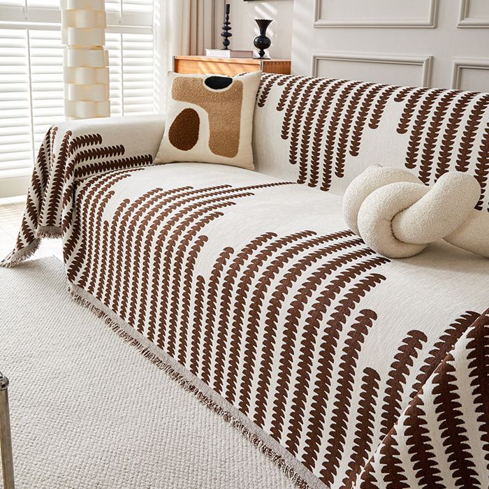 Housse de canapé 180 * 300 cm Couvre Canape Chenille Lavable Chiens Anti Griffe Protection de Meubles pour 2 3 Places(marron)