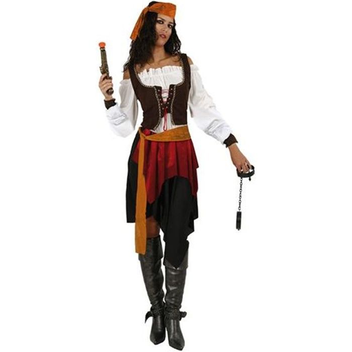 déguisement femme pirate - atosa - taille unique - bandeau et ceinture inclus