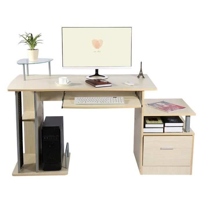 Bureau D Ordinateur Avec Etagere De Rangement Table Meuble Pc Couleur De Bois Clair Achat Vente Meuble Informatique Meuble Pc Couleur De Bois Soldes Sur Cdiscount Des Le 20 Janvier Cdiscount