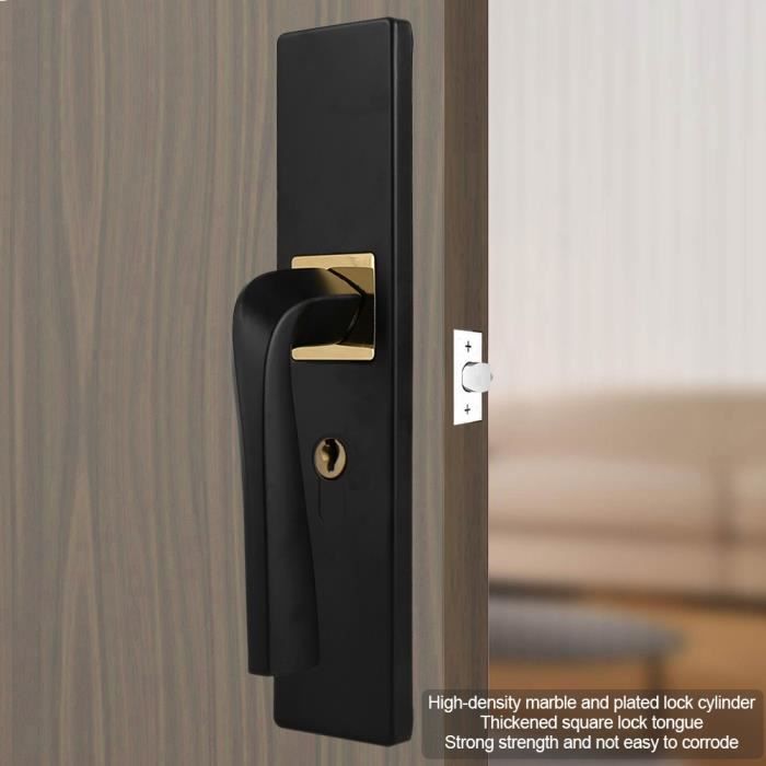 Serrure de porte intelligente Poignée de porte intelligente intérieur  extérieur bouton levier avec serrure et clé chambre salle de bain noir for  maison aimant en alliage d'aluminium chambre ( Color : 