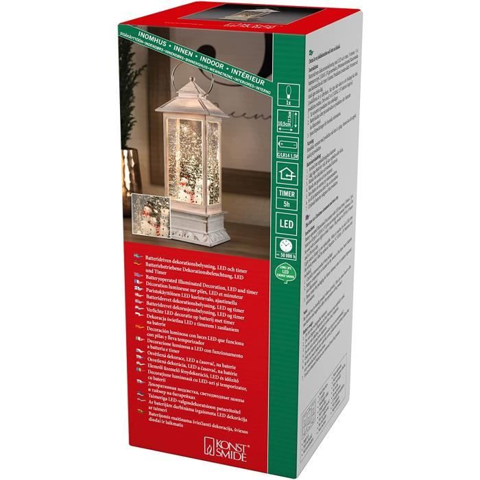 Boule à Neige Musicale Nativité - Lanterne LED Avec Chute De Paillettes - Minuterie 6h - Alimentation USB Ou Piles - 21 Cm