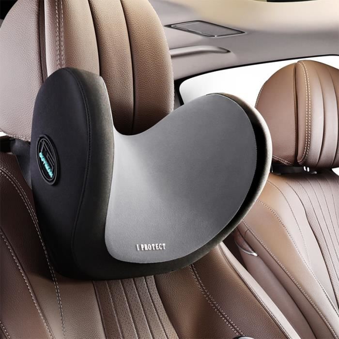 Appui-tête Voiture Mémoire De Forme - Manchon Amovible Lavable, Sangle Réglable, Noir, Pour Siège Auto