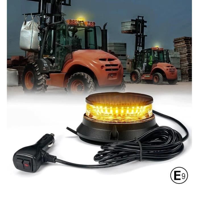 EYPINS Gyrophare à Base Magnétique 40LEDs 40W 12V-24V Orange Homologués