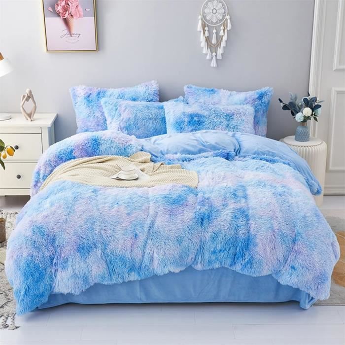 Parure de Lit Housse de Couette 4 pcs Microfibre Drap de lit Ensemble