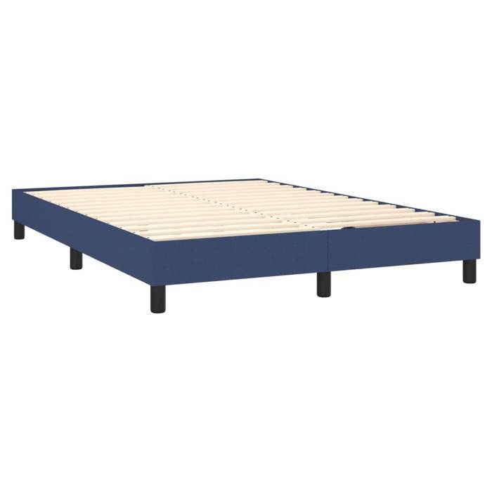 Sommier a lattes sur pieds cadre de lit 140x190 cm tissu bleu TDL0207342 Sommier a lattes sur pieds cadre de lit 140x190 cm tissu bleu TDL0207342