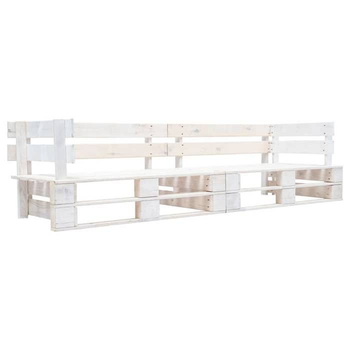 Canapé palette à 2 places de jardin 220 x 66 x 55 cm bois blanc Canapé palette à 2 places de jardin 220 x 66 x 55 cm bois blanc