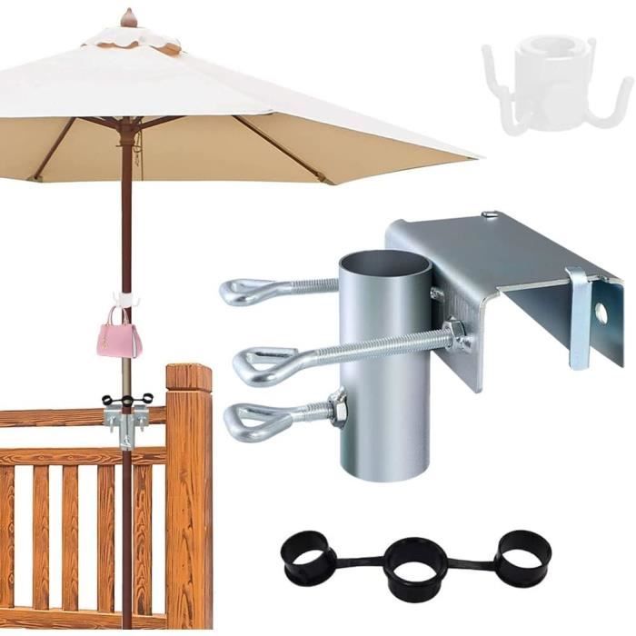 Ombrellone Da Giardino Morsetto Da Tavolo Per Ombrelloni - Supporto Regolabile Per Ringhiere Balcone E Sedie Da Spiaggia (Argento) Fissaggio Ringhiera - 5