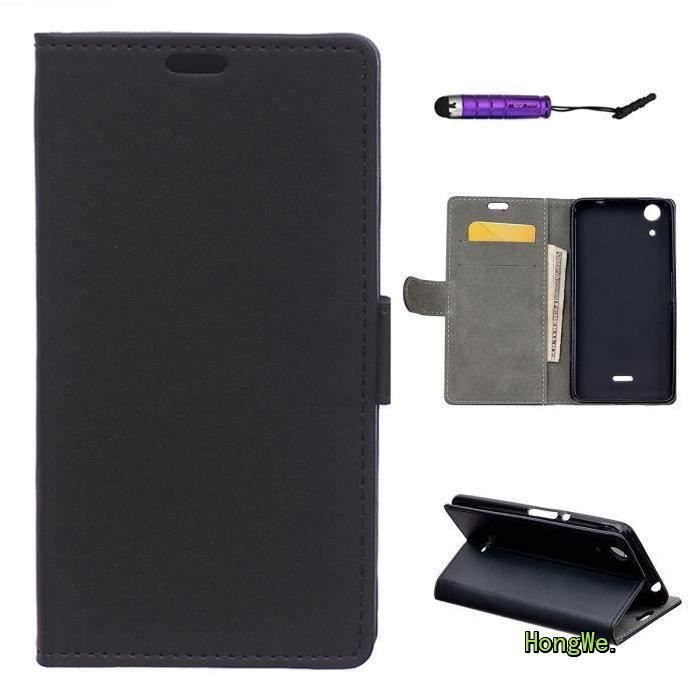 Coque Cuir PU Effet Daim Pour Wiko Rainbow Lite 4G - Rabat Magnétique, Poches Cartes - Protection Complète Rouge