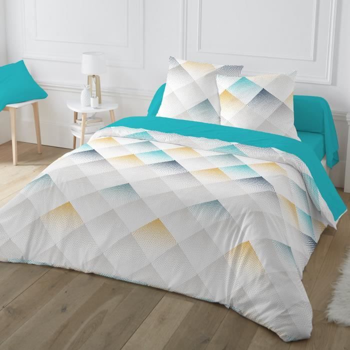 Oeko-tex Housse de Couette Unie Vert Émeraude 220x240cm 2 Personnes 100/% Coton 57 Fils