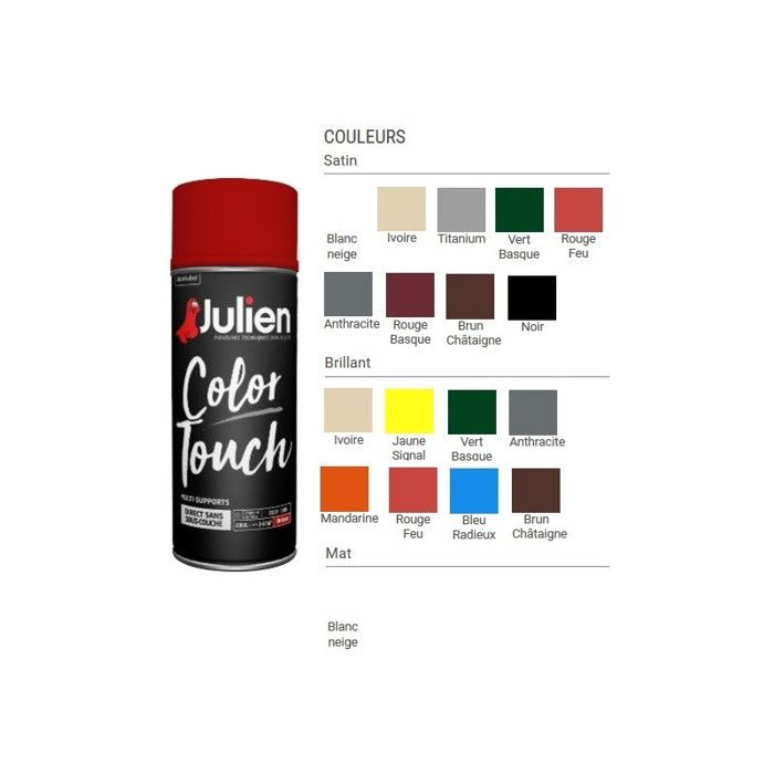 Peinture aérosol Julien Color Touch brillant - vert basque brillant - 400ml