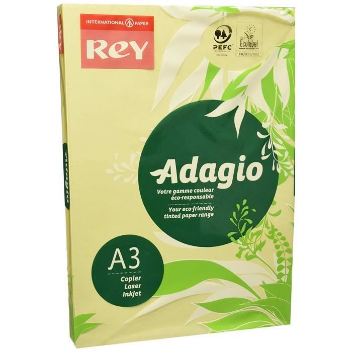 Rey Adagio Ramette de 500 feuilles papier couleur pour imprimante laser//jet dencre//copieur 80g Format A3 Bleu