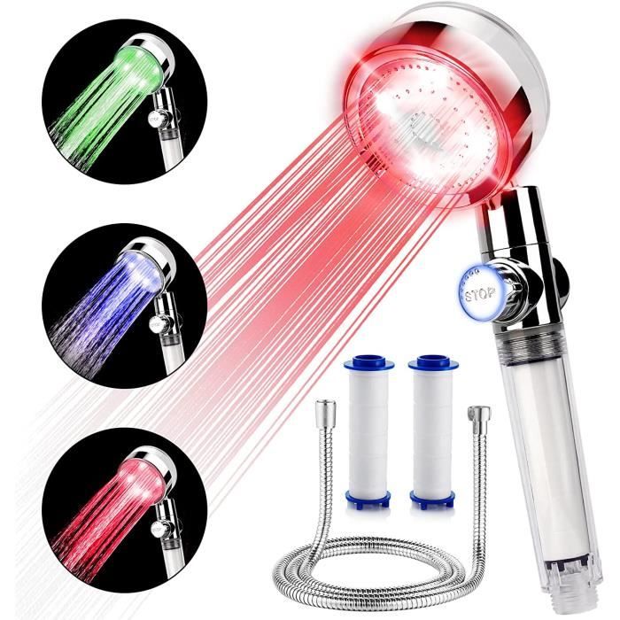 Pommeau Douche LED 3 Couleurs - Affichage Température, Économie d'Eau Pommeau Douche LED 3 Couleurs - Affichage Température, Économie d'Eau