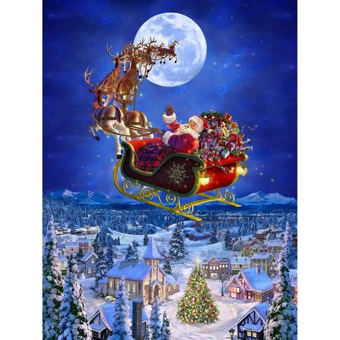 Peinture Diamant 5D Navire Lune DAERLE 30x40 Cm – Kit Complet DIY Strass Brillant Paysage Nocturne