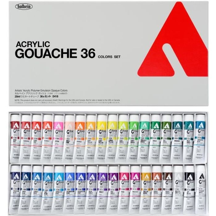 Holbein Acrylic Gouache (Acrylique Gouache) Boite de 36 couleurs - Achat /  Vente peinture gouache Holbein Acrylic Gouache (Ac - Cdiscount
