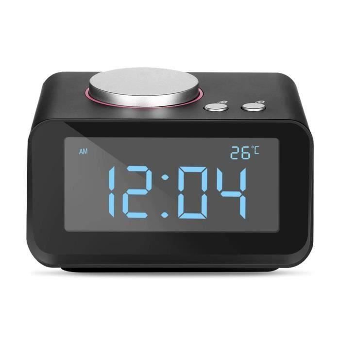 NK Radio Réveil Numérique Intelligent - Projection Heure, FM, Température, USB, Alarme, Mode Nuit, Minuteur Sommeil