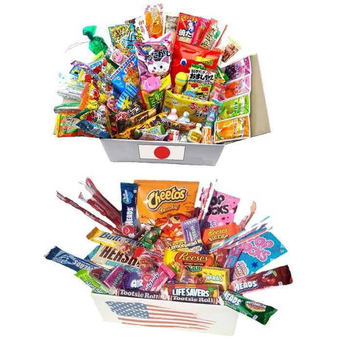 Lot de 20pcs 10 x bonbon americain + 10 x bonbons japonais import japon  snacks americain box pas cher kit melange - Cdiscount Au quotidien