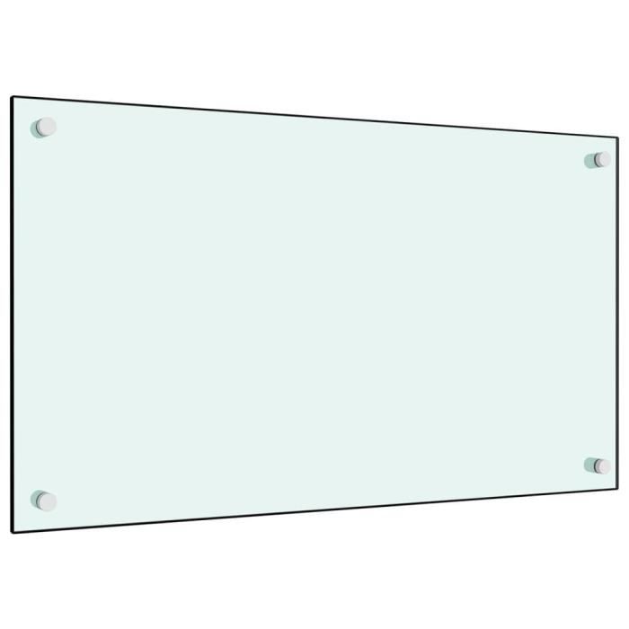 Dosseret De Cuisine En Verre Trempé Blanc - 70x60 Cm, épaisseur 6 Mm, Résistant à La Chaleur, Avec 4 Trous De Fixation - 4