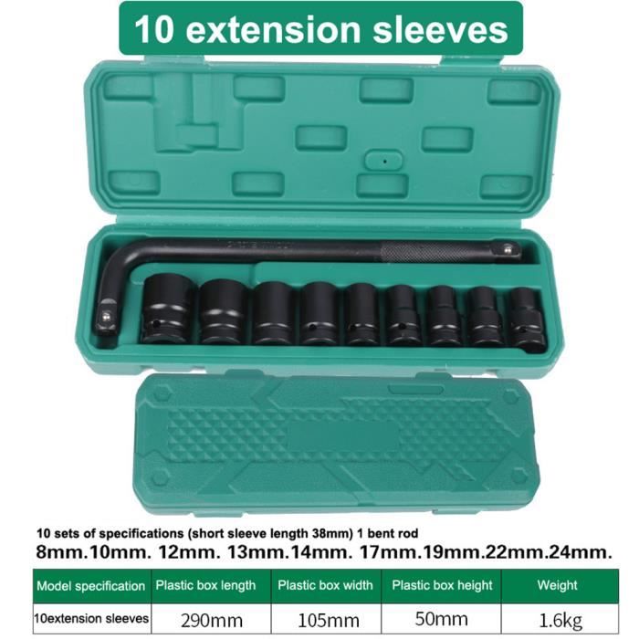 Coffret de douilles à chocs - KING TONY - 8 pièces - 1 métriques - 6 pans - 24 à 41 mm - Auto
