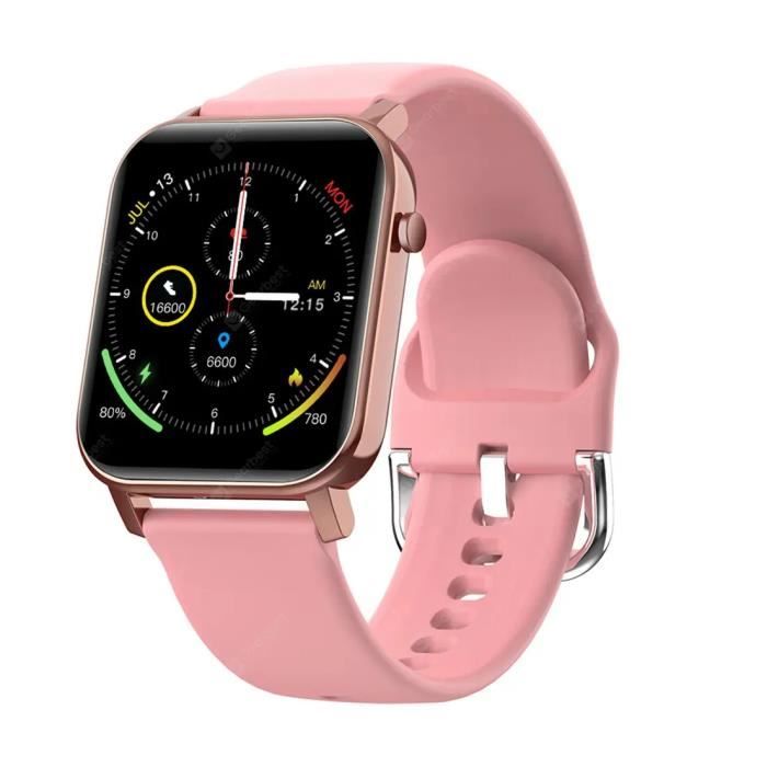 Montre Connectée Unisexe - Écran Tactile 4,5 Cm - Compatible IPhone/Android - Appels, Notifications - Bracelet Rose Ajustable