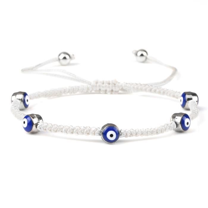 Lot De 2 Bracelets De Téléphone Avec Breloques Contre Le Mauvais œil - Faits Main - Longueur 20 Cm - Idéal Pour Couple Ou Amis