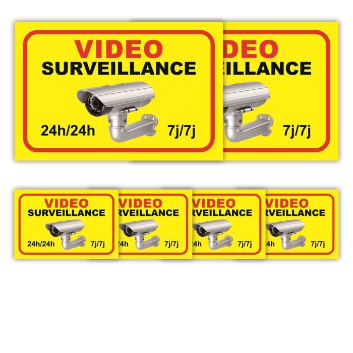 4 Stickers autocollants vidéo surveillance - Stickers Autocollants