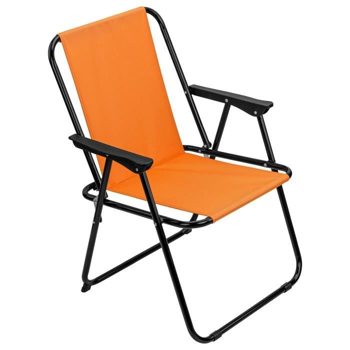 Chaise de jardin Chaise touristique polyester-acier pliée Orange assise 31 x 46 5 cm Chaise de peche Chaise de camping