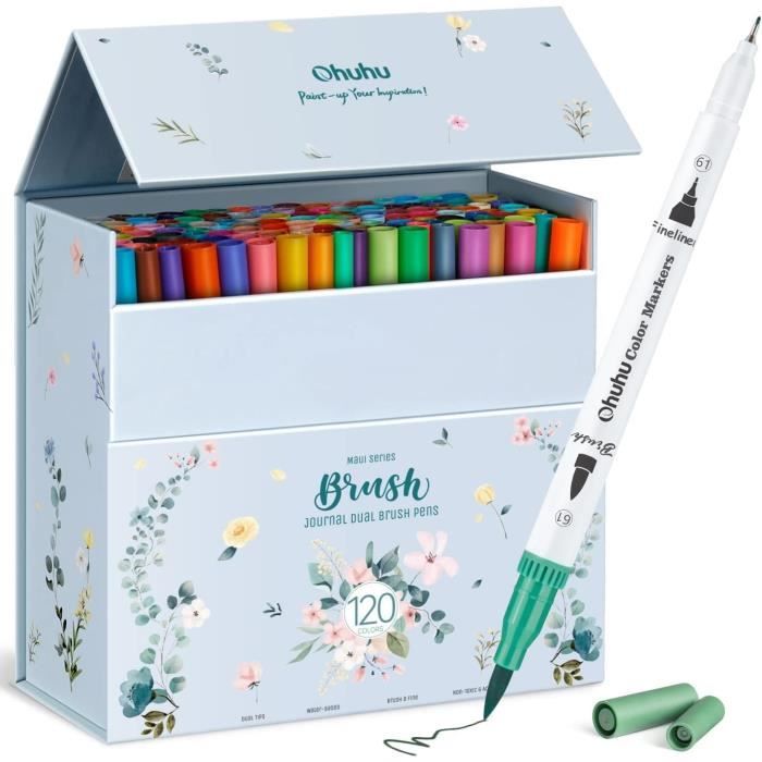 60 Couleurs Feutres Coloriage Adulte, Feutre Double Pointe Aquarelle Stylos Feutres, De Marqueur