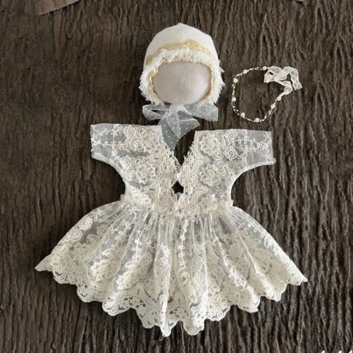 Nouveau-né bébé dentelle robe photographie accessoire Costume bandeaux Nouveau-né bébé dentelle robe photographie accessoire Costume bandeaux