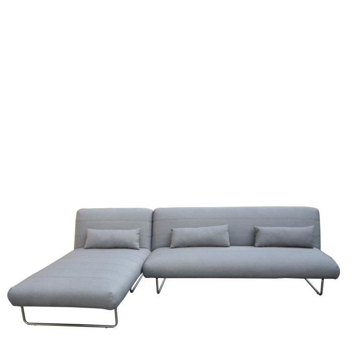 Canape Lit D Angle Design 3 Places Prune Couleur Gris Clair