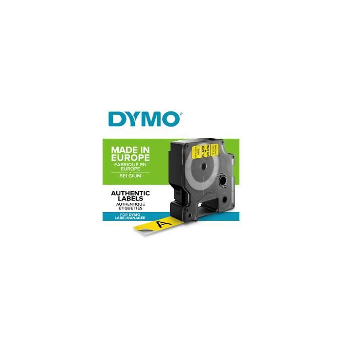 DYMO LabelManager cassette ruban D1 19mm x 7m Noir/Jaune (compatible avec les LabelManager et les LabelWriter Duo)